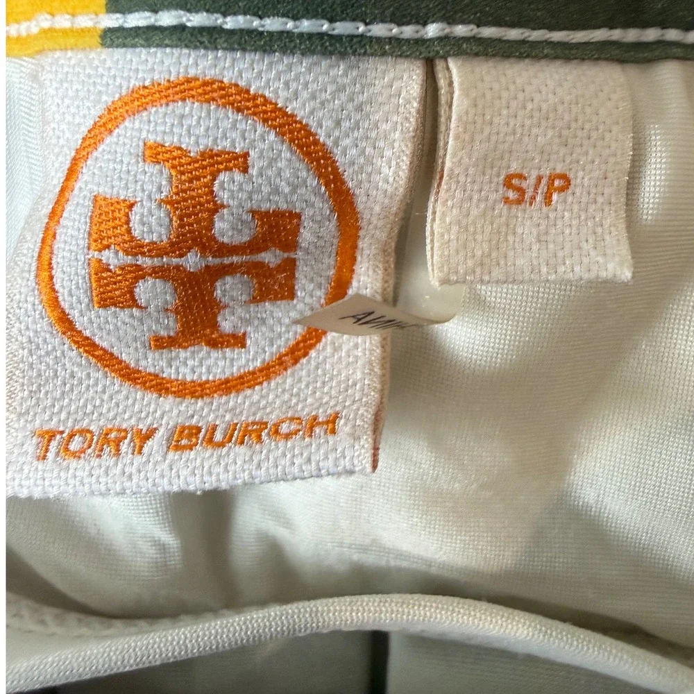 Tory Burch Striped Ruffle Flounce Bandeau Bikini Top Multi Color Womens‎ Small